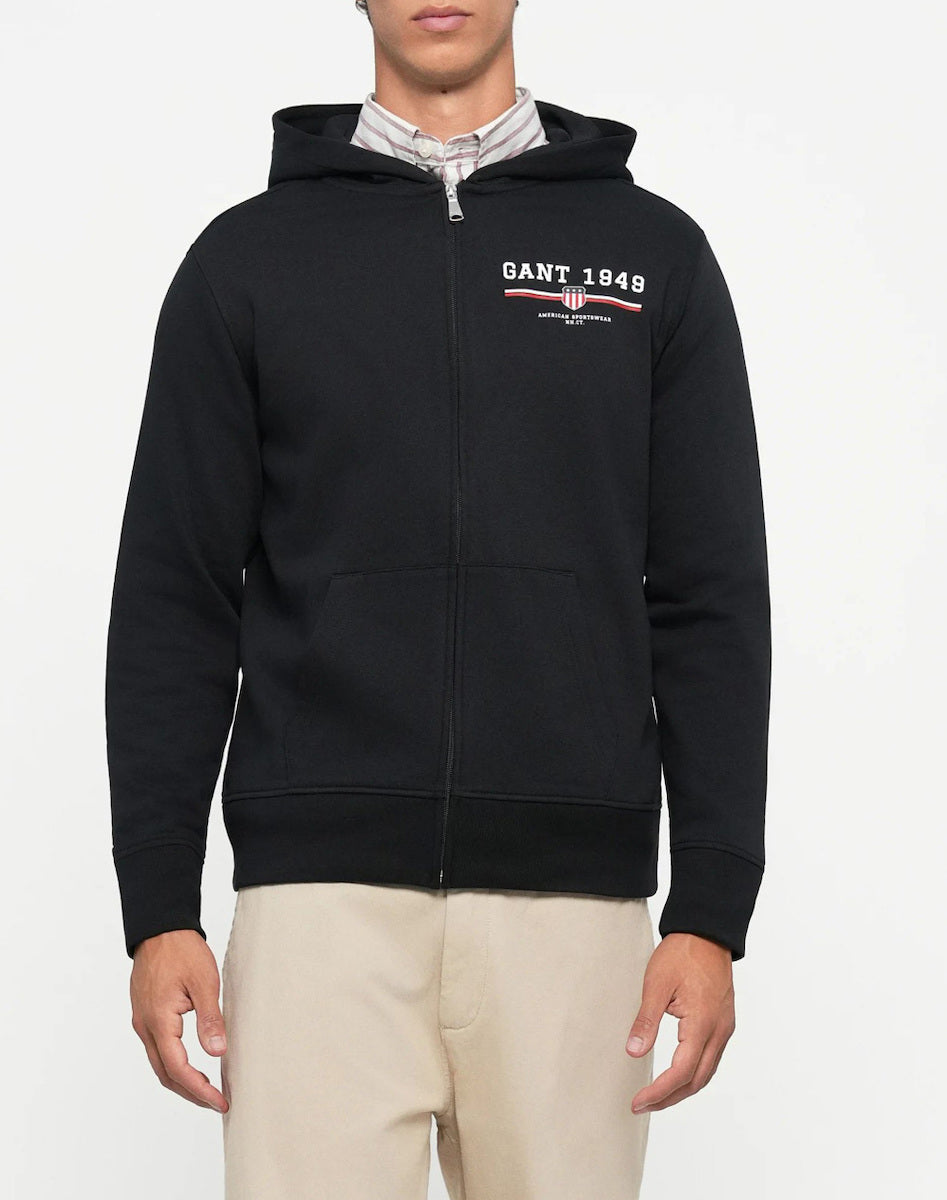 Gant hoodie for man ג'קט גאנט לגבר בצבע שחור