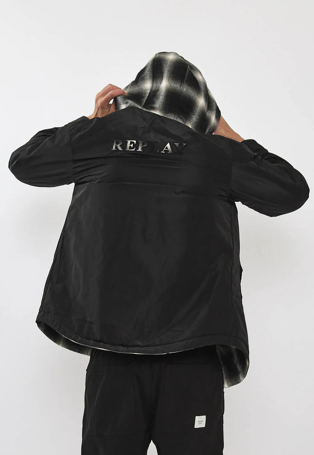 Replay Limited Edition Planel Coat ריפלי מעיל מרופד בצבע שחור מתהפך 2 צדדים