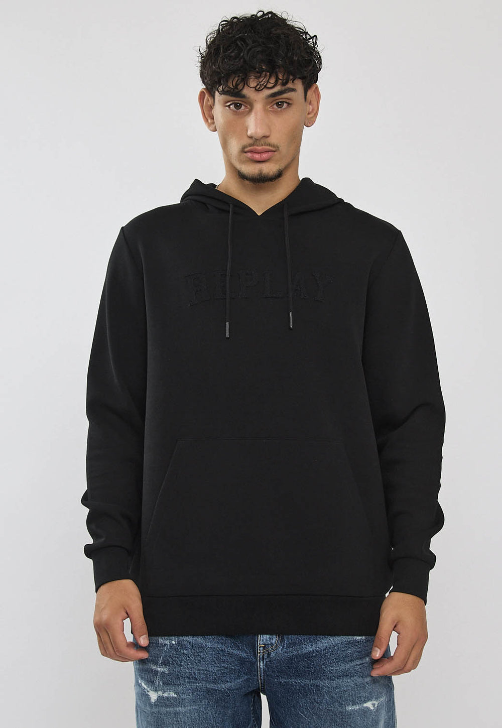 Replay hooded ריפליי קפוצ'ון לגברים בצבע שחור