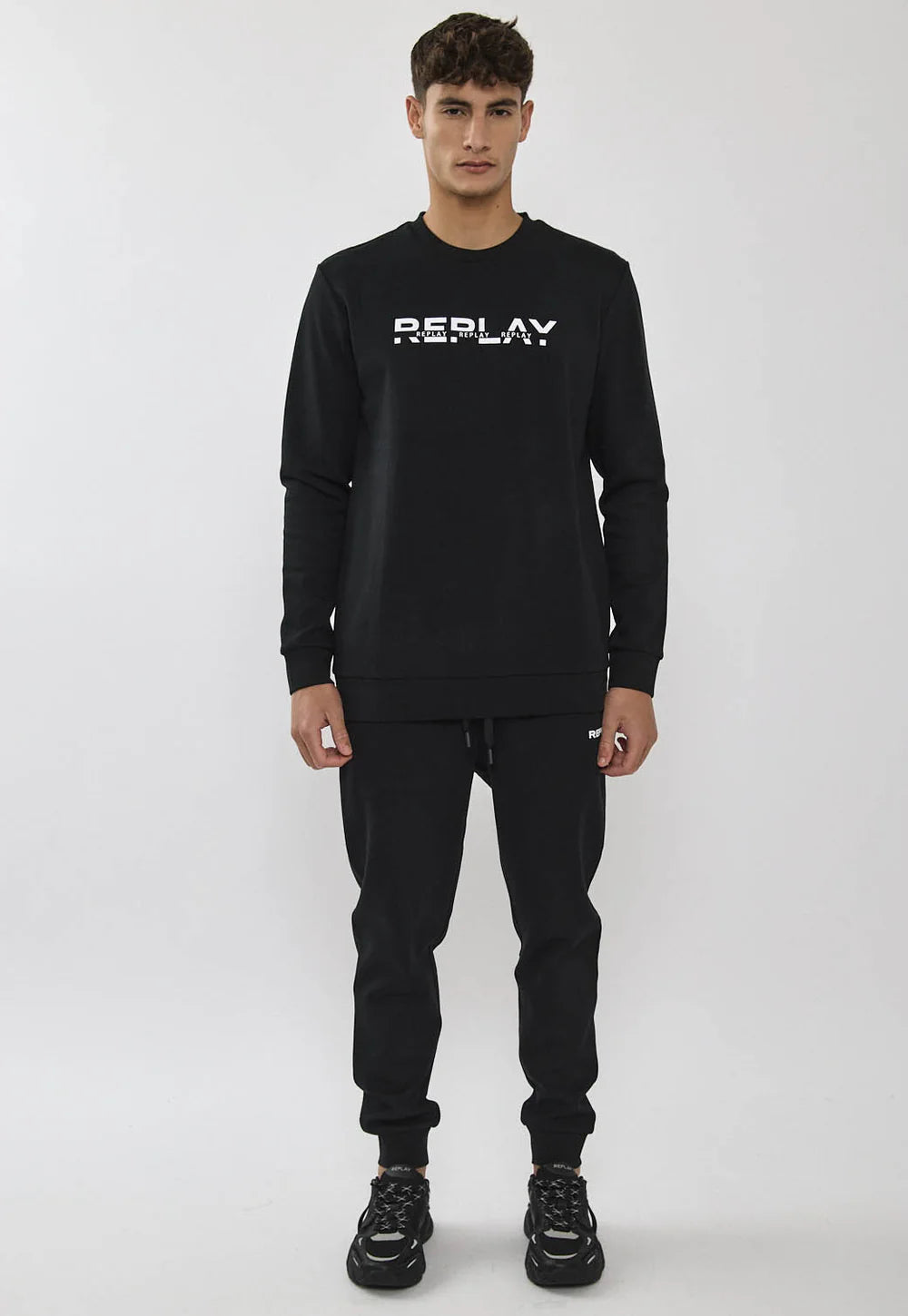 Replay tracksuit ריפלי חליפה 2 חלקים בצבע שחור לבן
