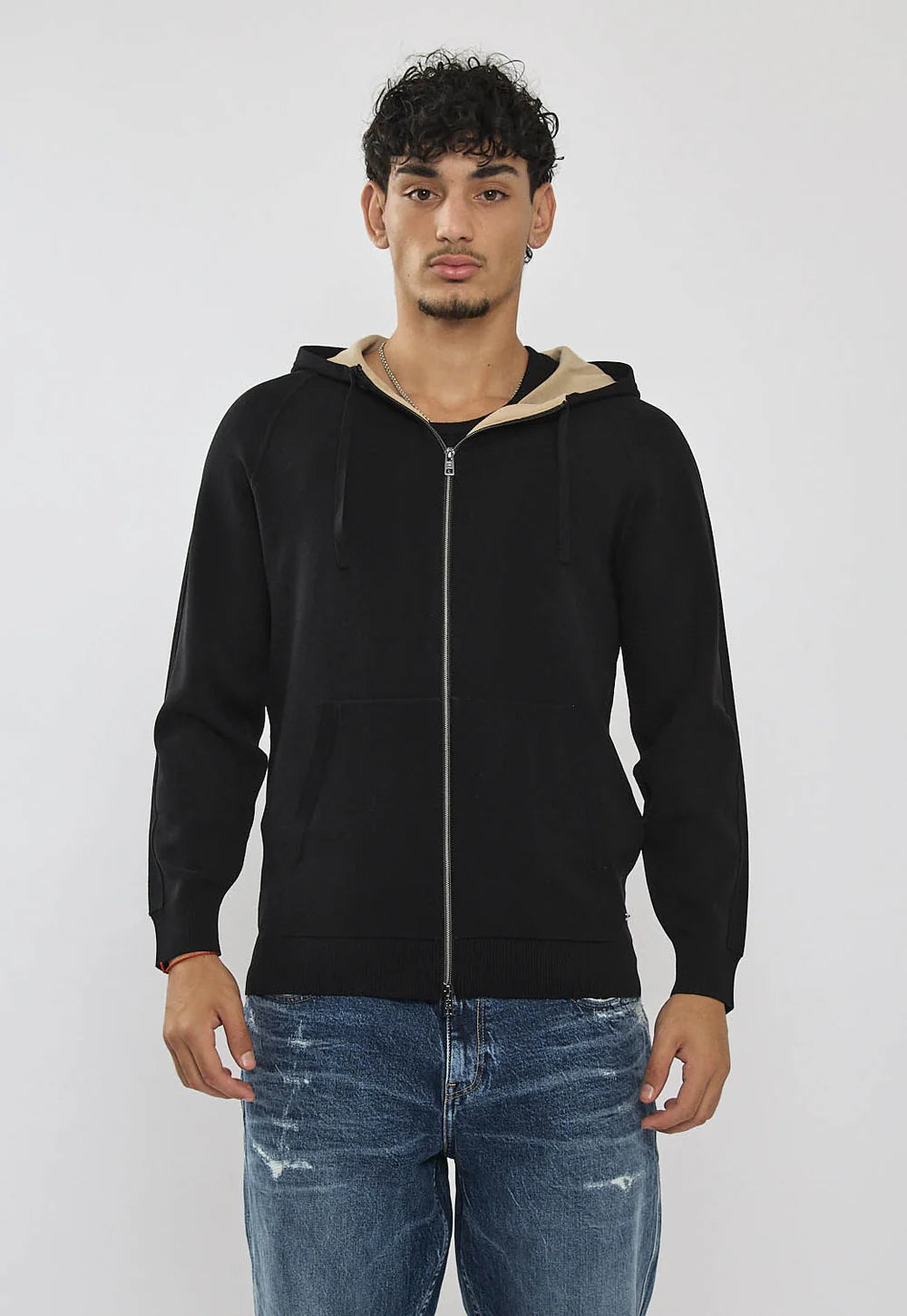 Replay Jacket ריפליי קפוצ'ון סרוג לגבר בצבע שחור