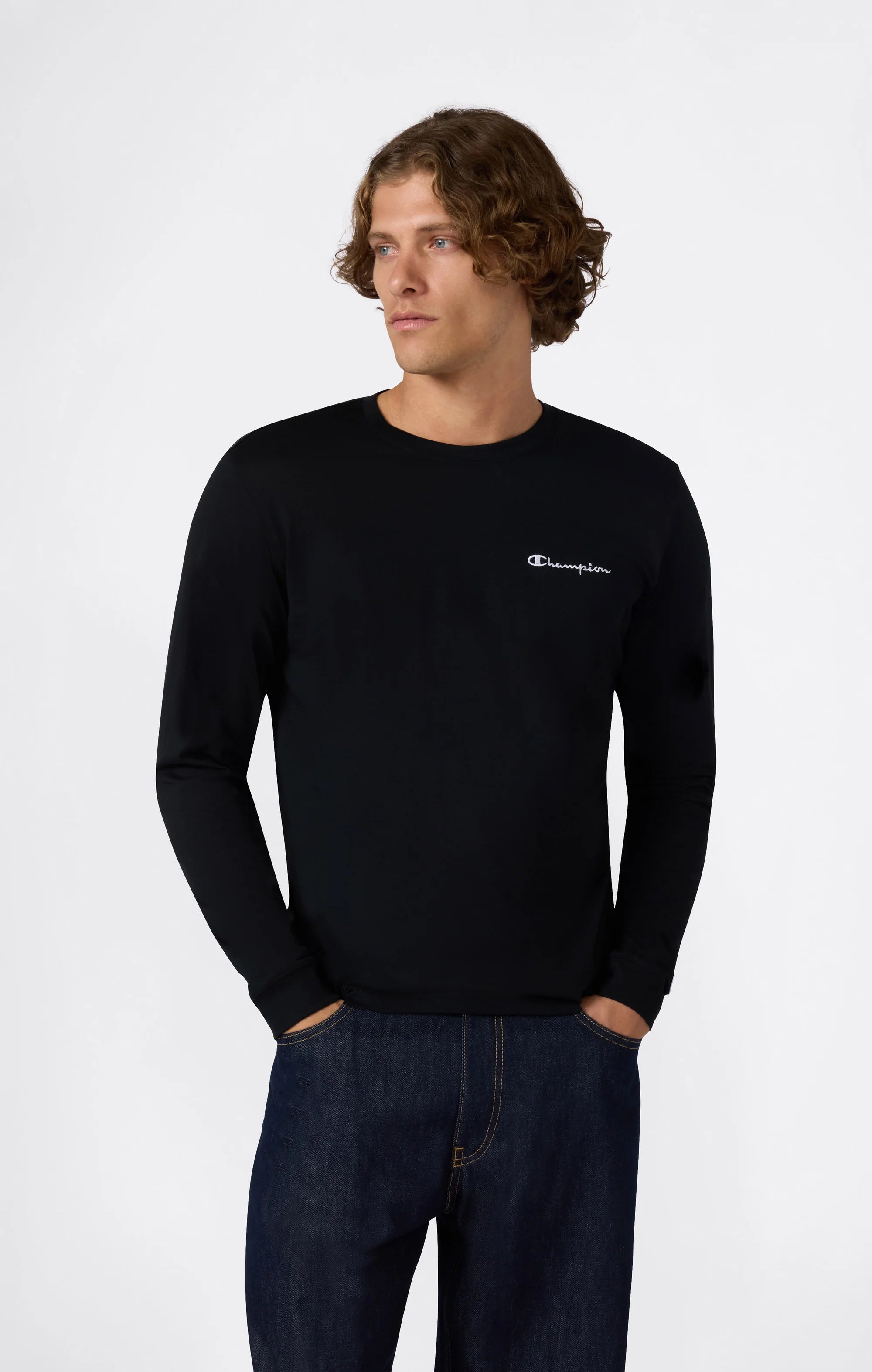 Champion Long Sleeve tshirt צ'מפיון חולצה ארוכה בצבע שחור