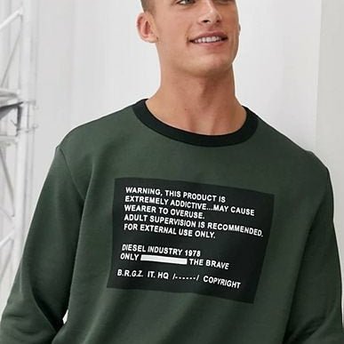 Diesel sweatshirt סווטשרט דיזל לגבר בצבע ירוק זית - www.bbrands.co.il Diesel sweatshirt סווטשרט דיזל לגבר בצבע ירוק זית