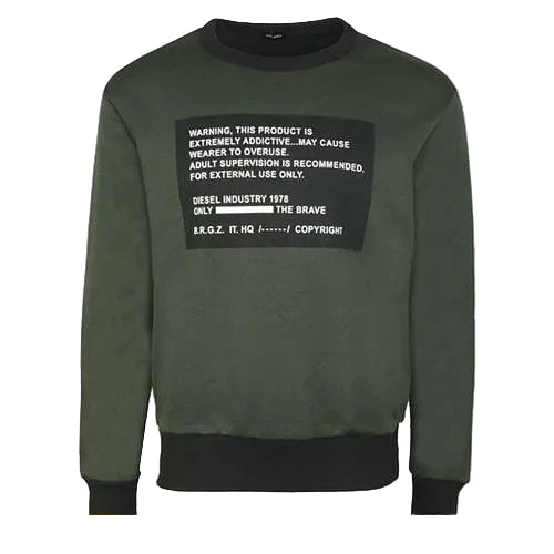 Diesel sweatshirt סווטשרט דיזל לגבר בצבע ירוק זית - www.bbrands.co.il Diesel sweatshirt סווטשרט דיזל לגבר בצבע ירוק זית