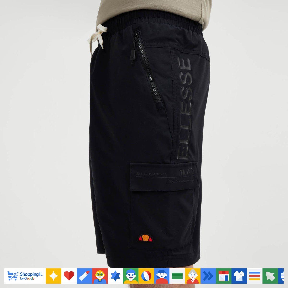 שורט דגמ"ח Ellesse Gaiano Cargo לגבר בצבע שחור 518SHZ21863011 | מכנסי מטען אלס לטיולים | אופנת גברים | חנות מותגים B Brands