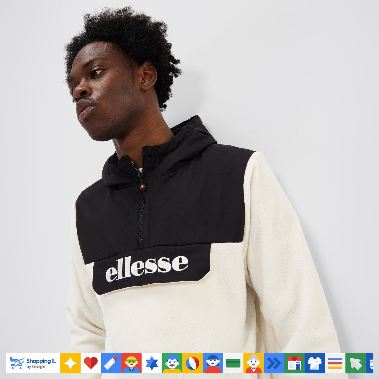 קפוצ'ון Ellesse שחור לבן לגבר 518SXX2099311 | קפוצ'ון אלס Marselli FZ Hoody חורף | אופנת גברים B Brands