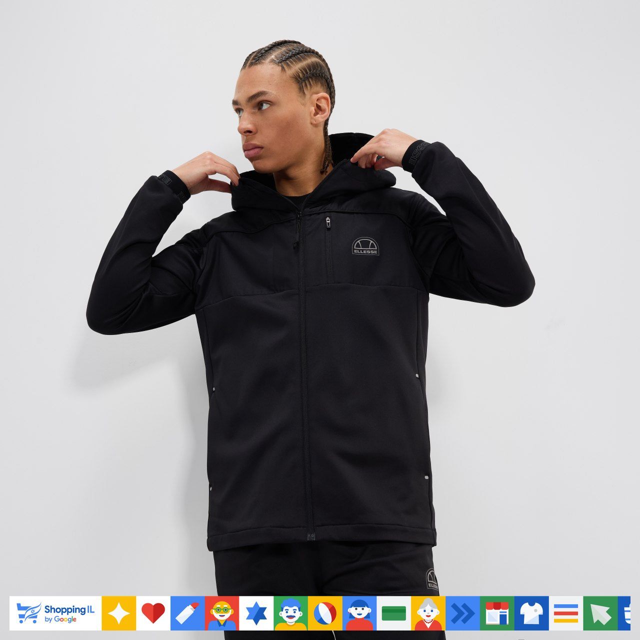 ג'קט Ellesse שחור לגבר 518SHX2106854 | מעיל אלס Premium Hossu OH Jacket חורף | אופנת גברים B Brands