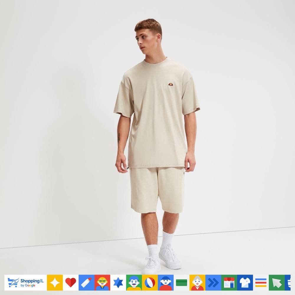 חולצת טי-שירט Ellesse PREMIUM CLUB-ATHENS לגבר בצבע קרם 518SHZ22155011 | חולצת אלס אוברסייז כותנה | אופנת גברים B Brands