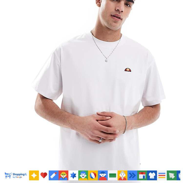 חולצת טי-שירט Ellesse Premium Club לגבר בצבע לבן 518SHZ22155214 | חולצת אלס אוברסייז כותנה | אופנת גברים B Brands