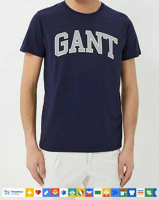 חולצת Gant T-shirt לגבר בצבע כחול | חולצת לוגו בסיסית גאנט | מידות גדולות עד 4XL | חנות מותגים B Brands