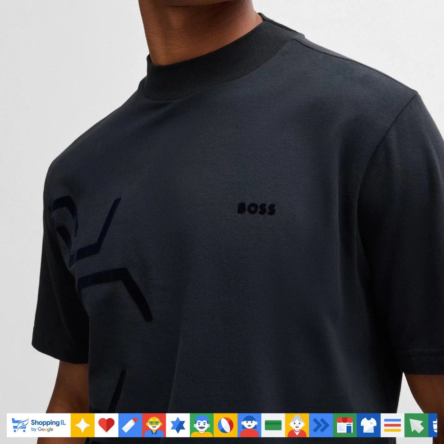 חולצת טי-שירט Hugo Boss לגבר בצבע כחול נייבי 50486554-402 | חולצת בוס כותנה פסים | אופנת גברים B Brands