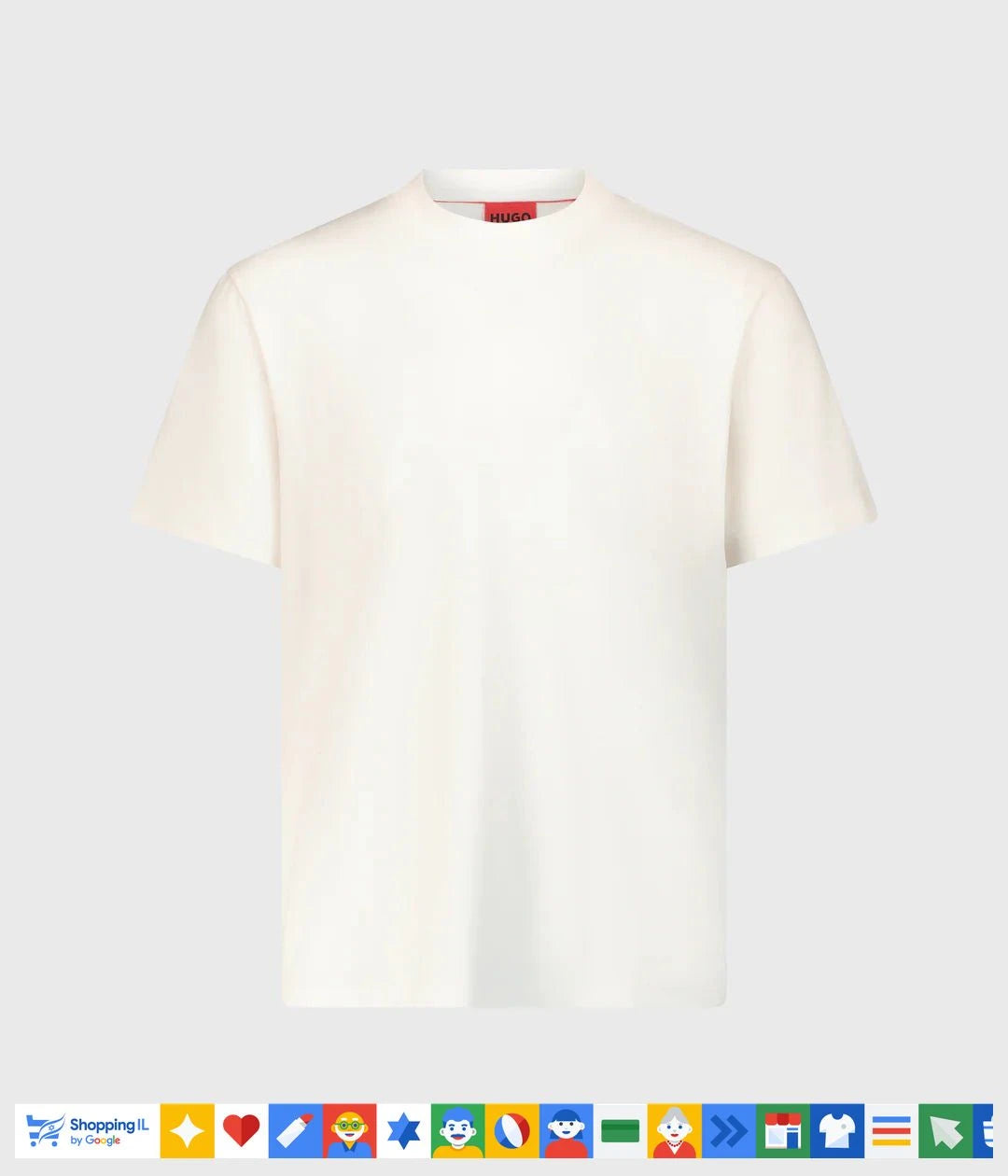 חולצת טי-שירט Hugo אוברסייז לגבר בצבע שמנת עם פסים | חולצת הוגו כותנה רכה | אופנת גברים B Brands