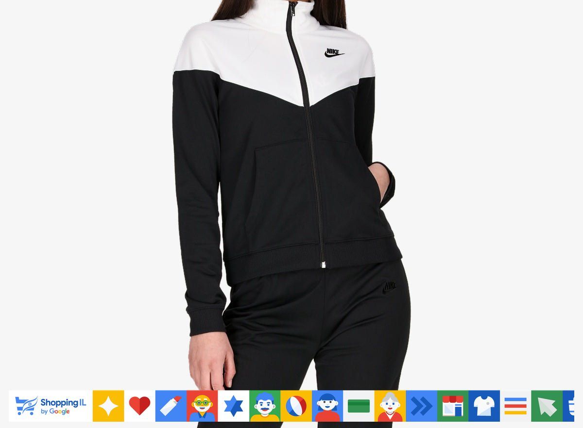 חליפת טרנינג Nike לנשים שחור לבן NI-W-TRK-BKWH | חליפת נייקי 2 חלקים כותנה | אופנת נשים B Brands