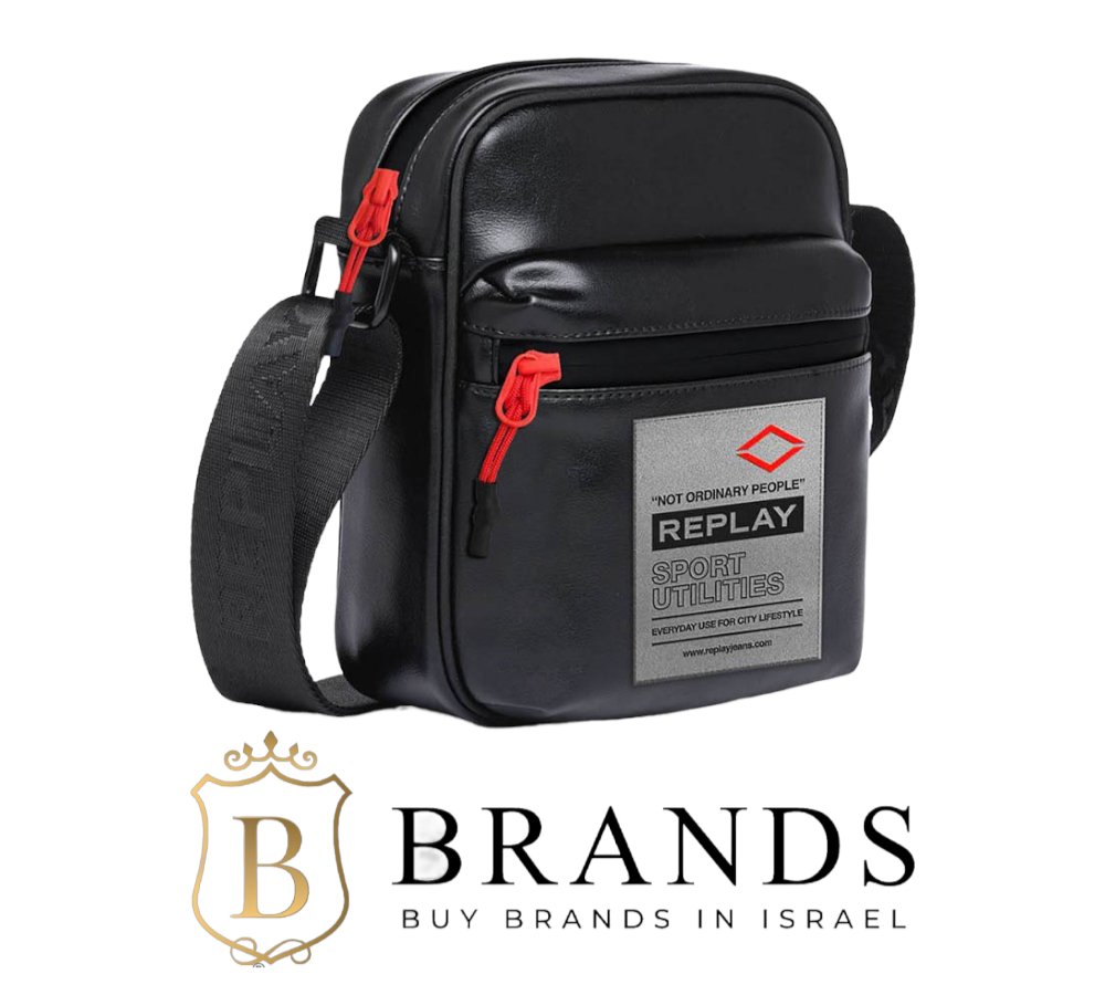 Replay Bag for man תיק צד לגבר מבית המותג ריפליי 2 כיסים - www.bbrands.co.il Replay Bag for man תיק צד לגבר מבית המותג ריפליי 2 כיסים