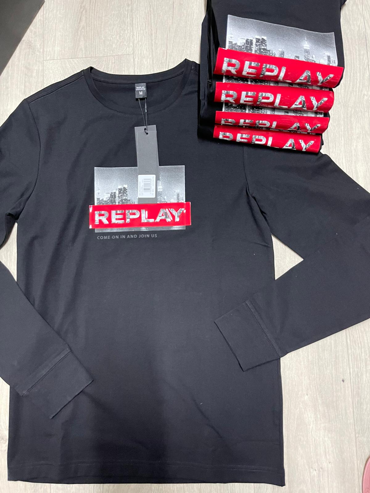 Replay Jeans tshirt חולצת ריפלי לגבר קולקצית - www.bbrands.co.il Replay Jeans tshirt חולצת ריפלי לגבר קולקצית