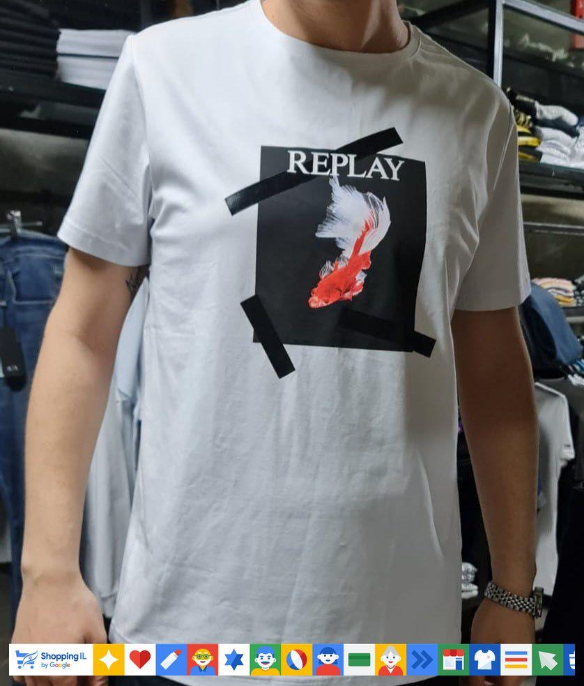 חולצת Replay Summer T-shirt לגבר בצבע לבן | Perfect Edition 2020 | אופנה טרנדית ריפליי | חנות מותגים B Brands