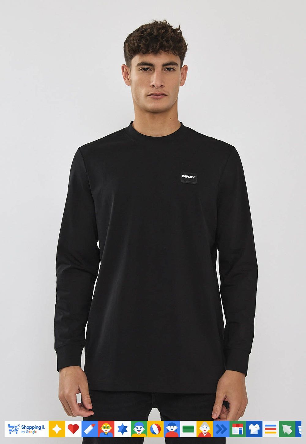 Replay tshirt טישרט ריפליי שרוול ארוך בצבע שחור לגבר