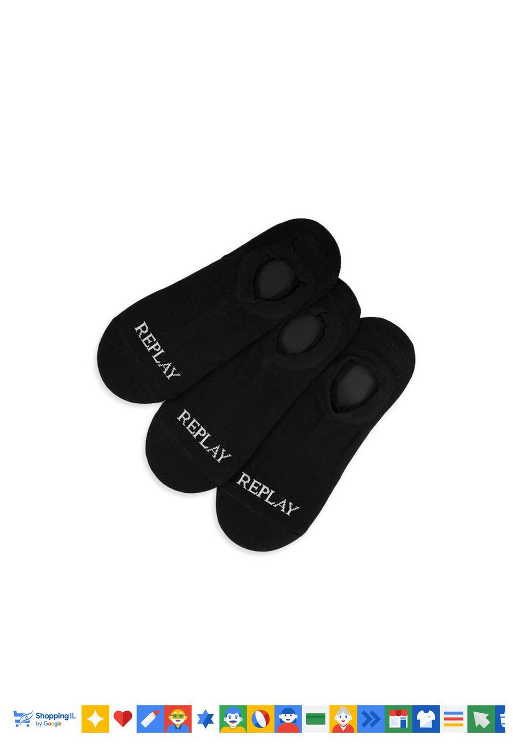 מארז 3 זוגות גרבי Replay לגבר בצבע שחור | גרבי ריפליי מכותנה R013-99 | אופנת גברים | חנות מותגים B Brands