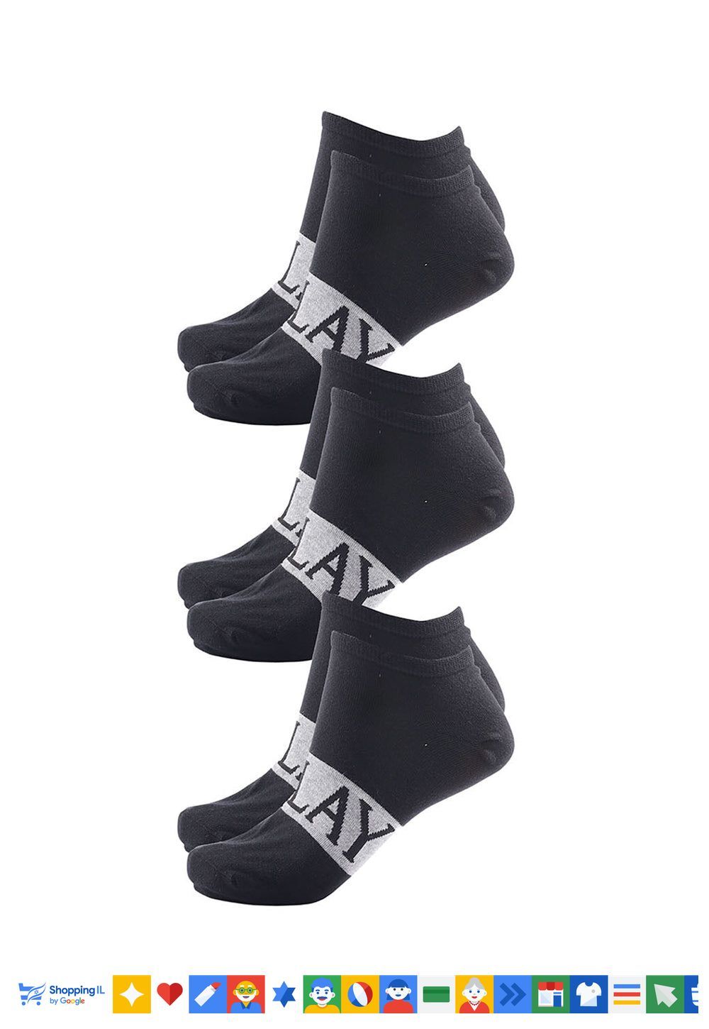 מארז 3 זוגות גרביים Replay לגבר בצבע שחור/אפור Rep216280499 | גרבי ריפליי כותנה נוחות | אופנת גברים | חנות מותגים B Brands