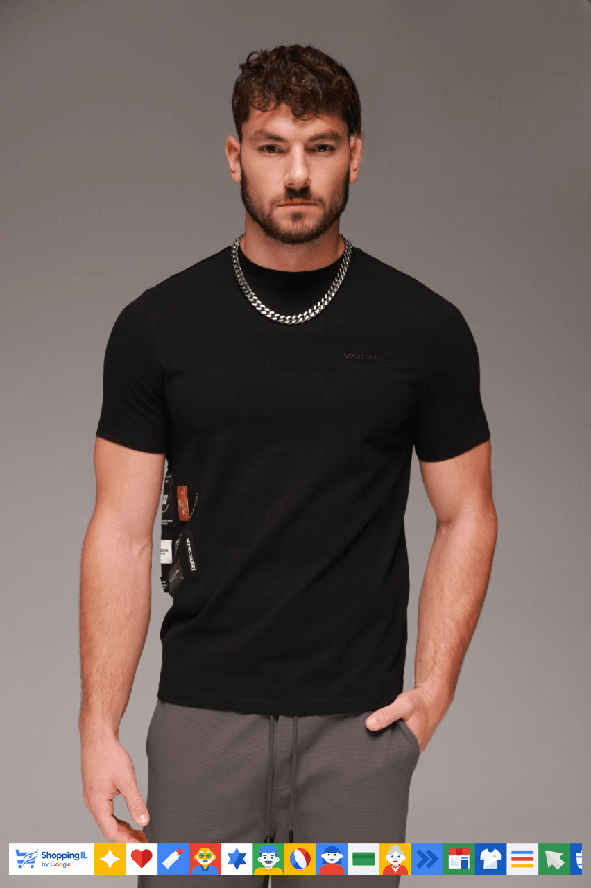 חולצת טי-שירט WJeans T-shirt לגבר בצבע שחור S25WJT3 | חולצת דבליו ג'ינס שרוול קצר | אופנת גברים | חנות מותגים B Brands