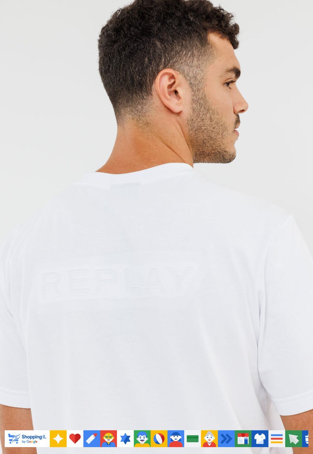 חולצת טי-שירט Replay T-shirt לבנה לגבר R052-90 | חולצת ריפליי שרוול קצר כותנה | אופנת גברים יוקרתית | חנות מותגים B Brands