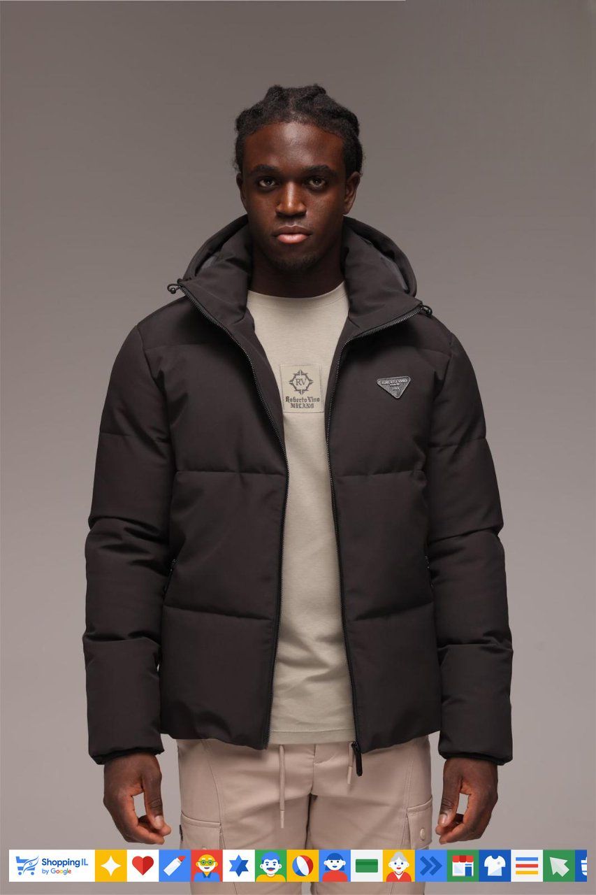 מעיל Roberto Vino שחור לגבר RV-COAT-BLK-2425 | מעיל רוברטו וינו קלאסי חורף יוקרתי | אופנת גברים B Brands