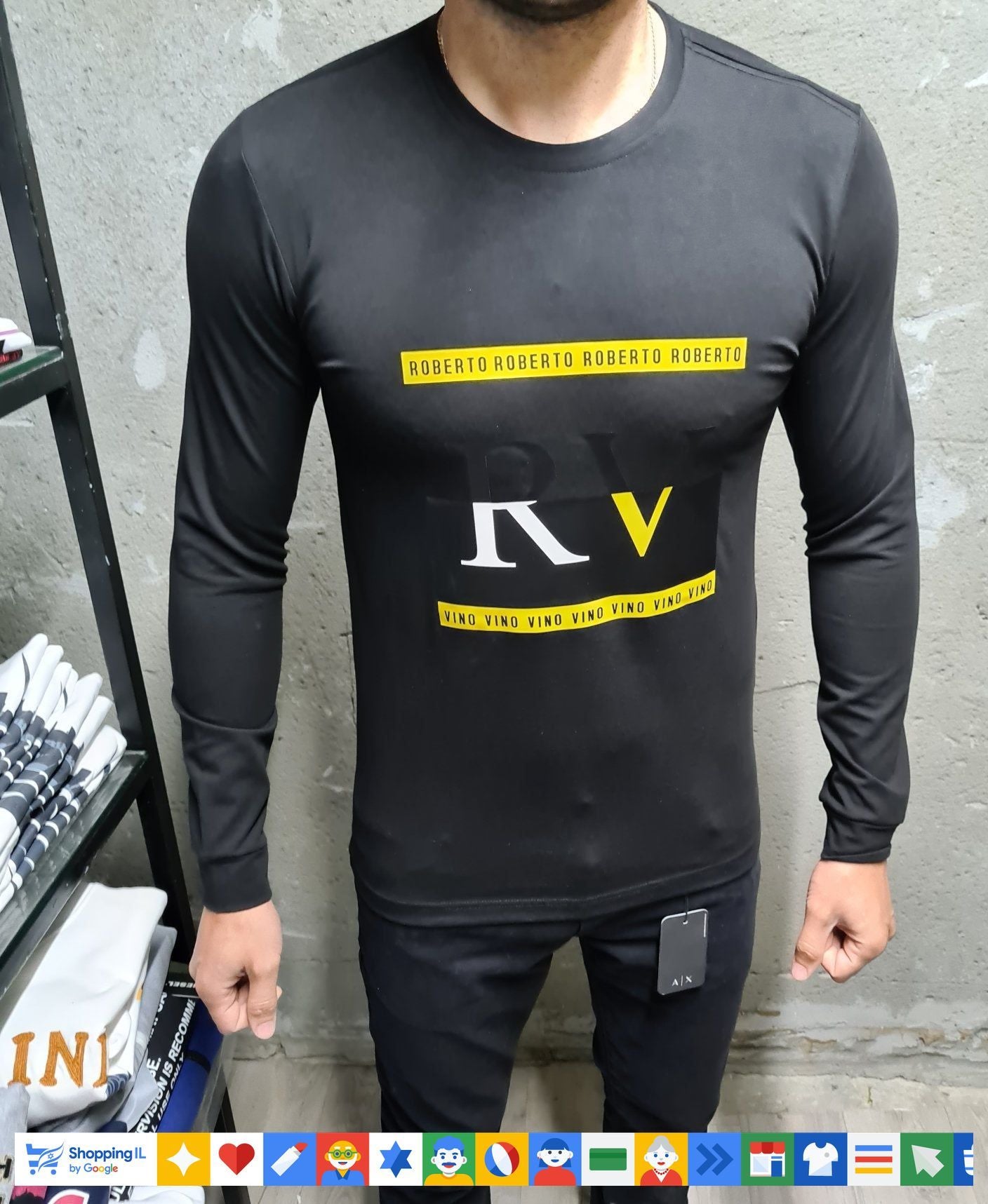 חולצת Roberto Vino Milano שרוול ארוך לגבר בצבע אפור כהה | חולצה אלגנטית רוברטו וינו | אופנת גברים | חנות מותגים B Brands