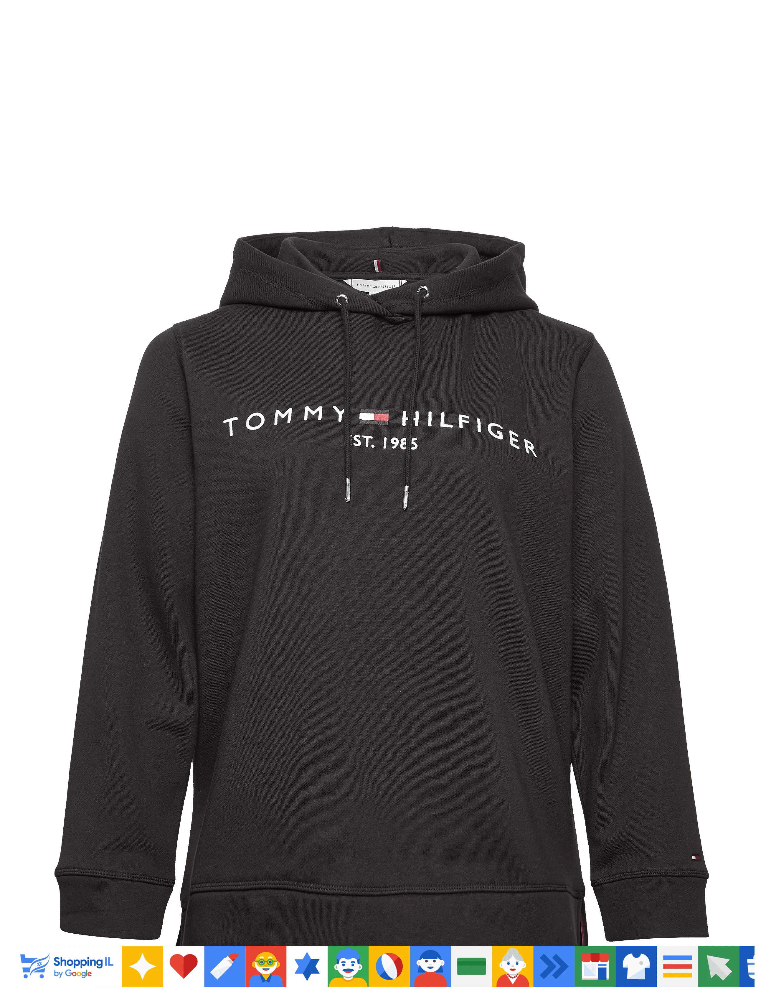 קפוצ'ון Tommy Hilfiger שחור לגבר לוגו במרכז TH-HOOD-LOGO-BLK | פוטר טומי הילפיגר חורף | אופנת גברים B Brands