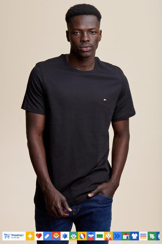 חולצת טי-שירט Tommy Hilfiger לגבר בצבע שחור DM0DM09586-BDS | חולצת טומי הילפיגר קלאסית כותנה | אופנת גברים B Brands