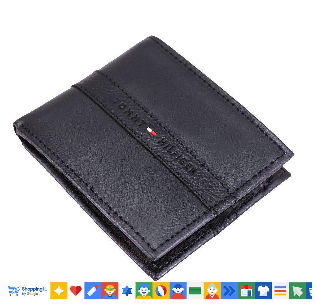 ארנק Tommy Hilfiger שחור עור לגבר 31TL130088-BLK | ארנק טומי הילפיגר עם RFID וכיס למטבעות | אופנת גברים B Brands