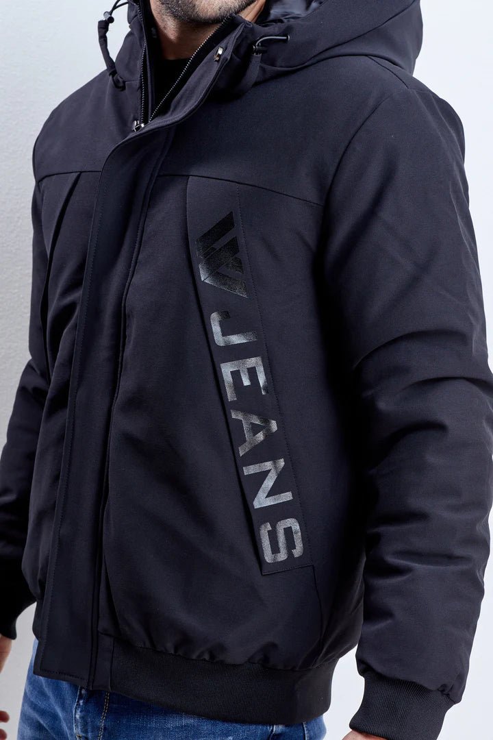 Wjeans Coat for man דבליו גינס מעיל שחור אם כובע - www.bbrands.co.il Wjeans Coat for man דבליו גינס מעיל שחור אם כובע