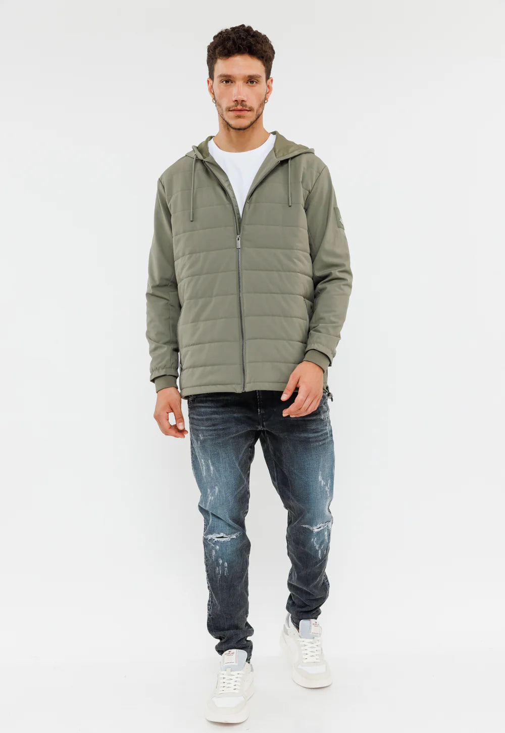 Replay coat ריפלי מעיל פוף מרופד בצבע ירוק זית