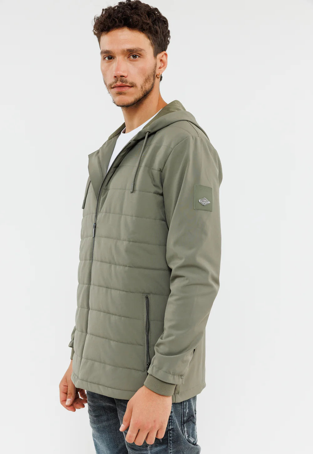 Replay coat ריפלי מעיל פוף מרופד בצבע ירוק זית