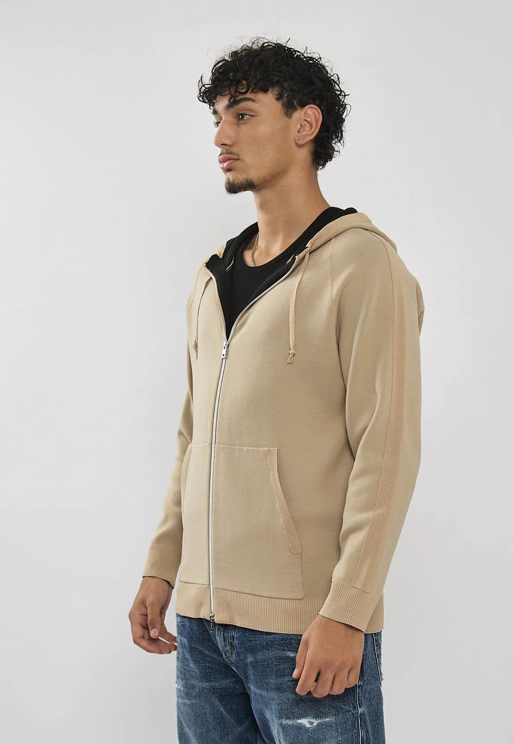 Replay Jacket ריפליי קפוצ'ון סרוג לגבר בצבע בז'