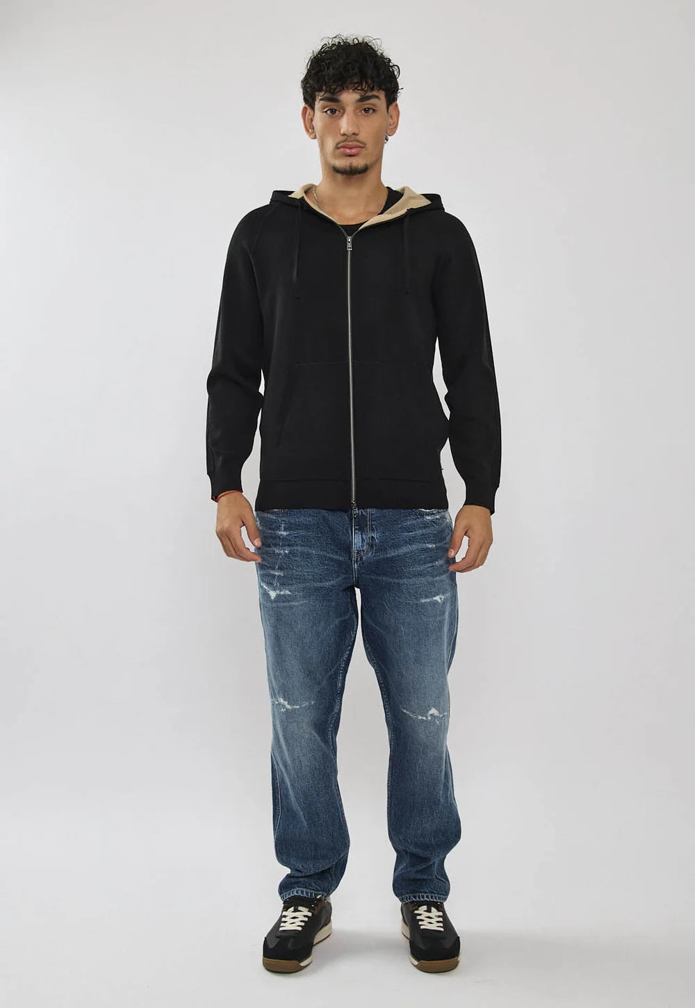 Replay Jacket ריפליי קפוצ'ון סרוג לגבר בצבע שחור