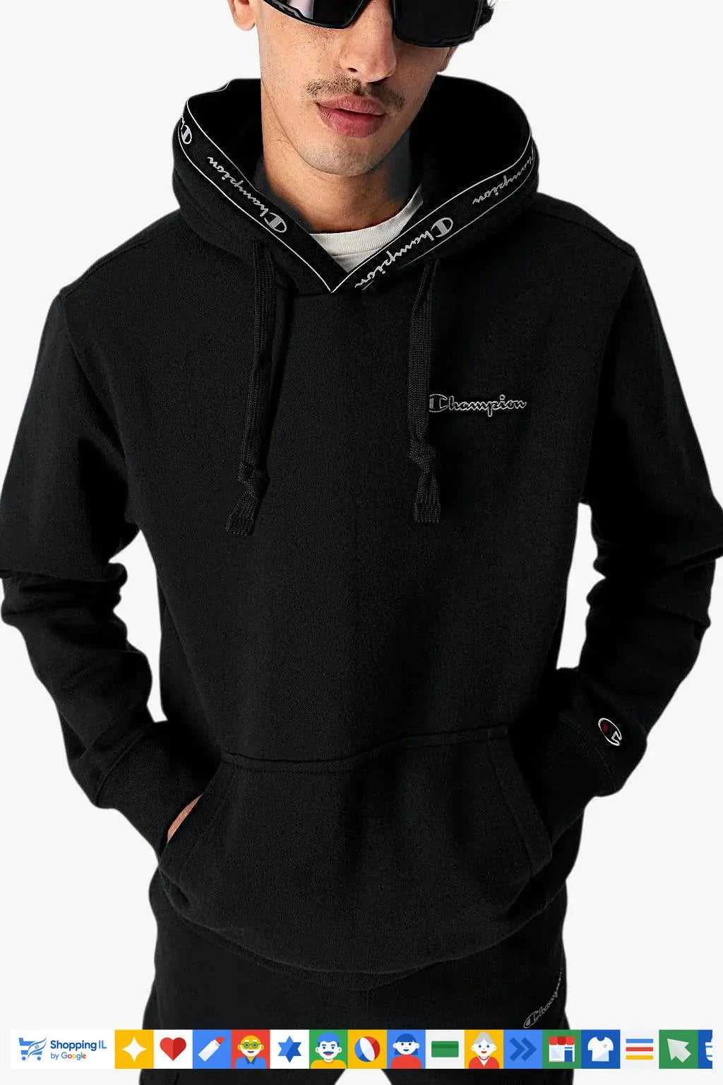 קפוצ'ון Champion Rochester Hooded שחור לגבר 215713-KK001 | קפוצ'ון צ'מפיון קלאסי ורך | אופנת גברים B Brands