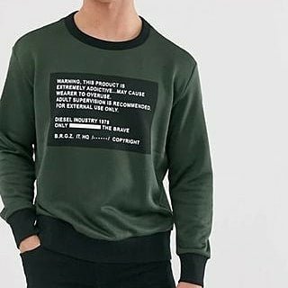 Diesel sweatshirt סווטשרט דיזל לגבר בצבע ירוק זית - www.bbrands.co.il Diesel sweatshirt סווטשרט דיזל לגבר בצבע ירוק זית