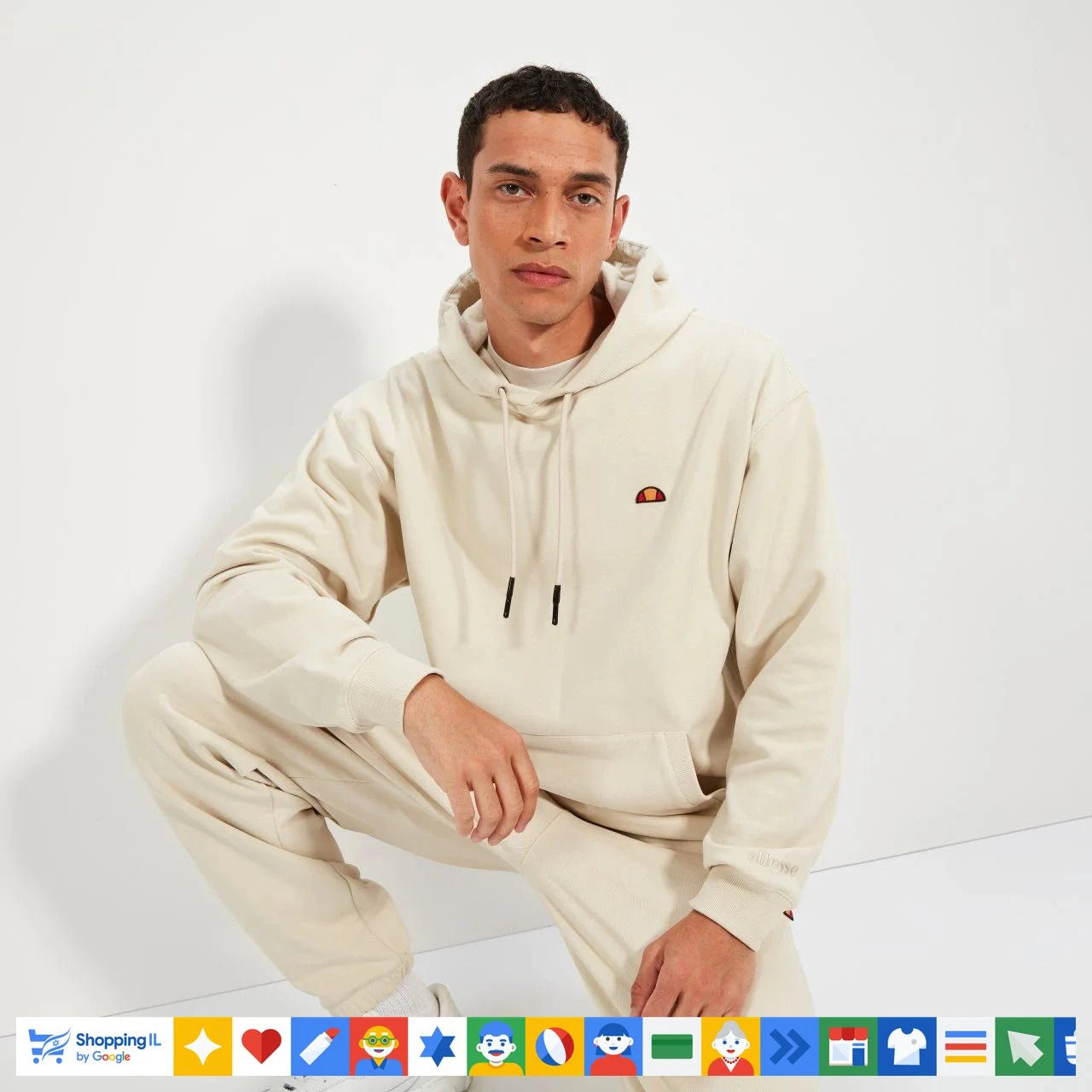 קפוצ'ון Ellesse בצבע בהיר לגבר 518SHT18001214 | סווטשירט קפוצ'ון אלס Club Caldine OH חורף | אופנת גברים B Brands