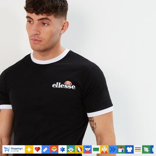 טי-שירט Ellesse שחורה לגבר Meduno SHR10164 | חולצת אלס שרוול קצר לוגו קטן | אופנת גברים B Brands