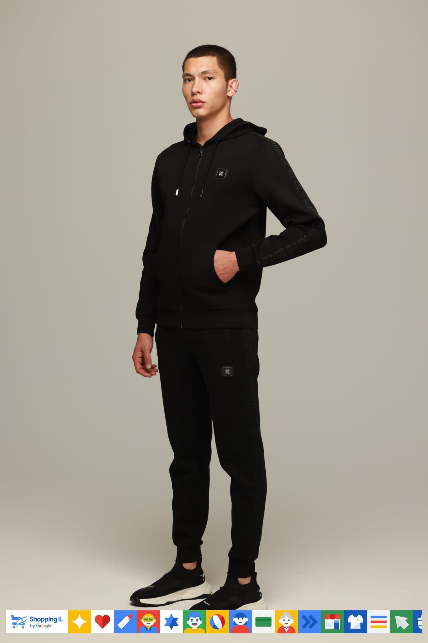 חליפת טרנינג Emporio Valentini שחורה לגבר JSFW2436M | חליפת ספורט אמפוריו ולנטיני חורף | אופנת גברים B Brands