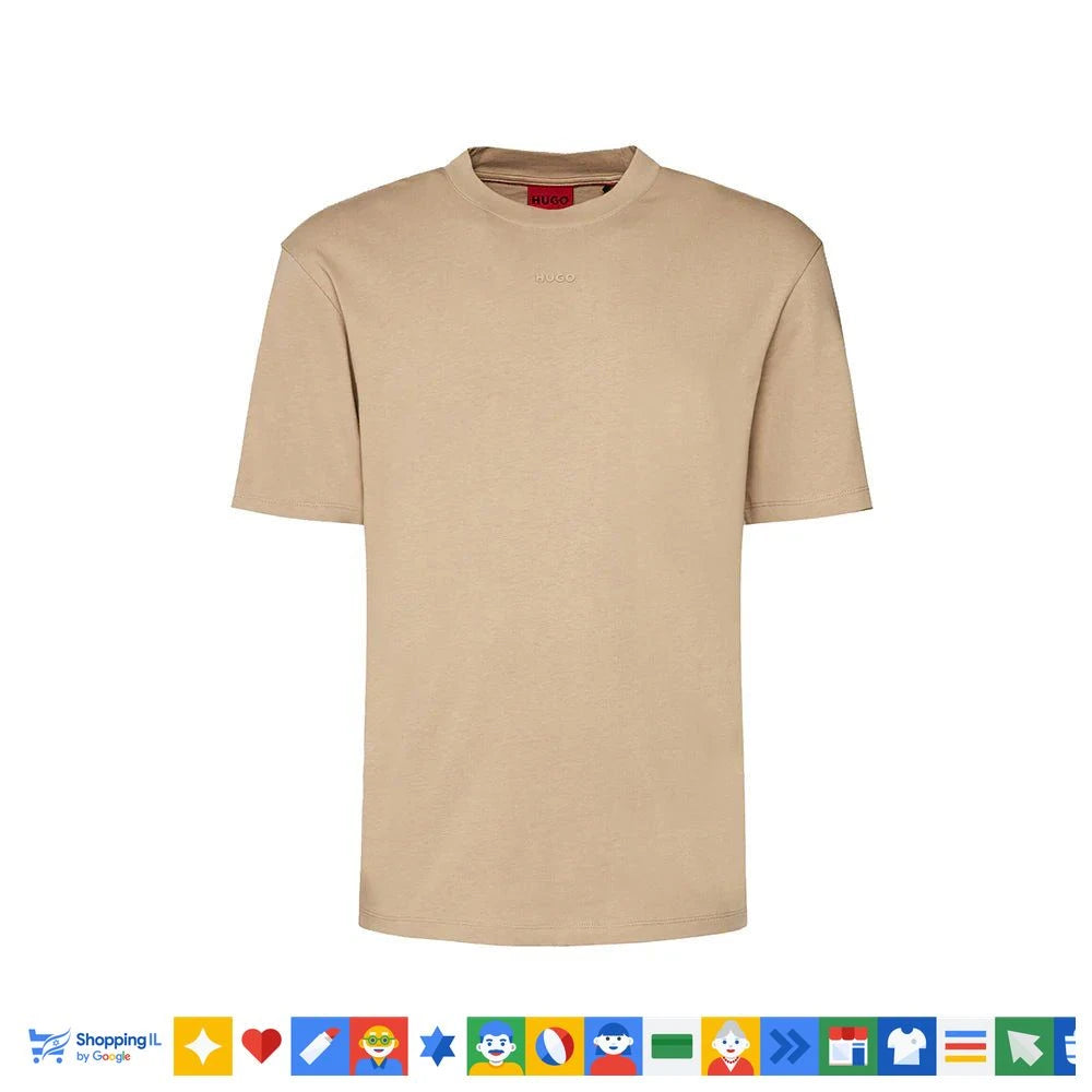 חולצת טי-שירט Hugo לגבר בצבע בז' 50470952-294 | חולצת הוגו כותנה לוגו קטן | אופנת גברים B Brands