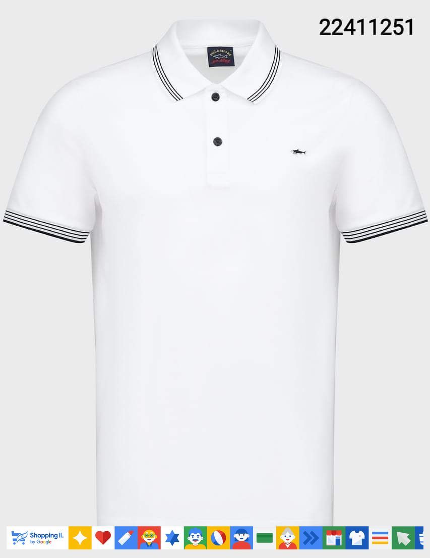 Paul&Shark Polo shirt חולצה פול שארק חולצת צווארון בצבע לבן לוגו קטן - www.bbrands.co.il Paul&Shark Polo shirt חולצה פול שארק חולצת צווארון בצבע לבן לוגו קטן