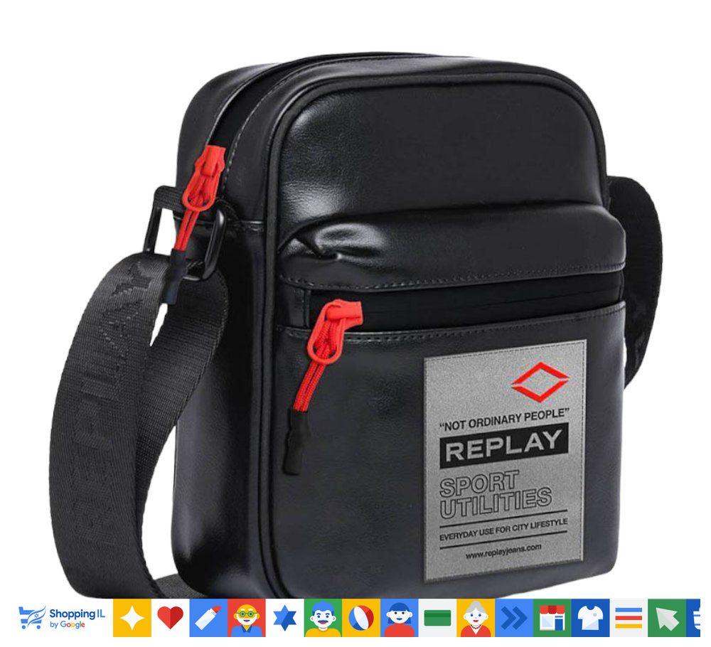 Replay Bag for man תיק צד לגבר מבית המותג ריפליי 2 כיסים - www.bbrands.co.il Replay Bag for man תיק צד לגבר מבית המותג ריפליי 2 כיסים