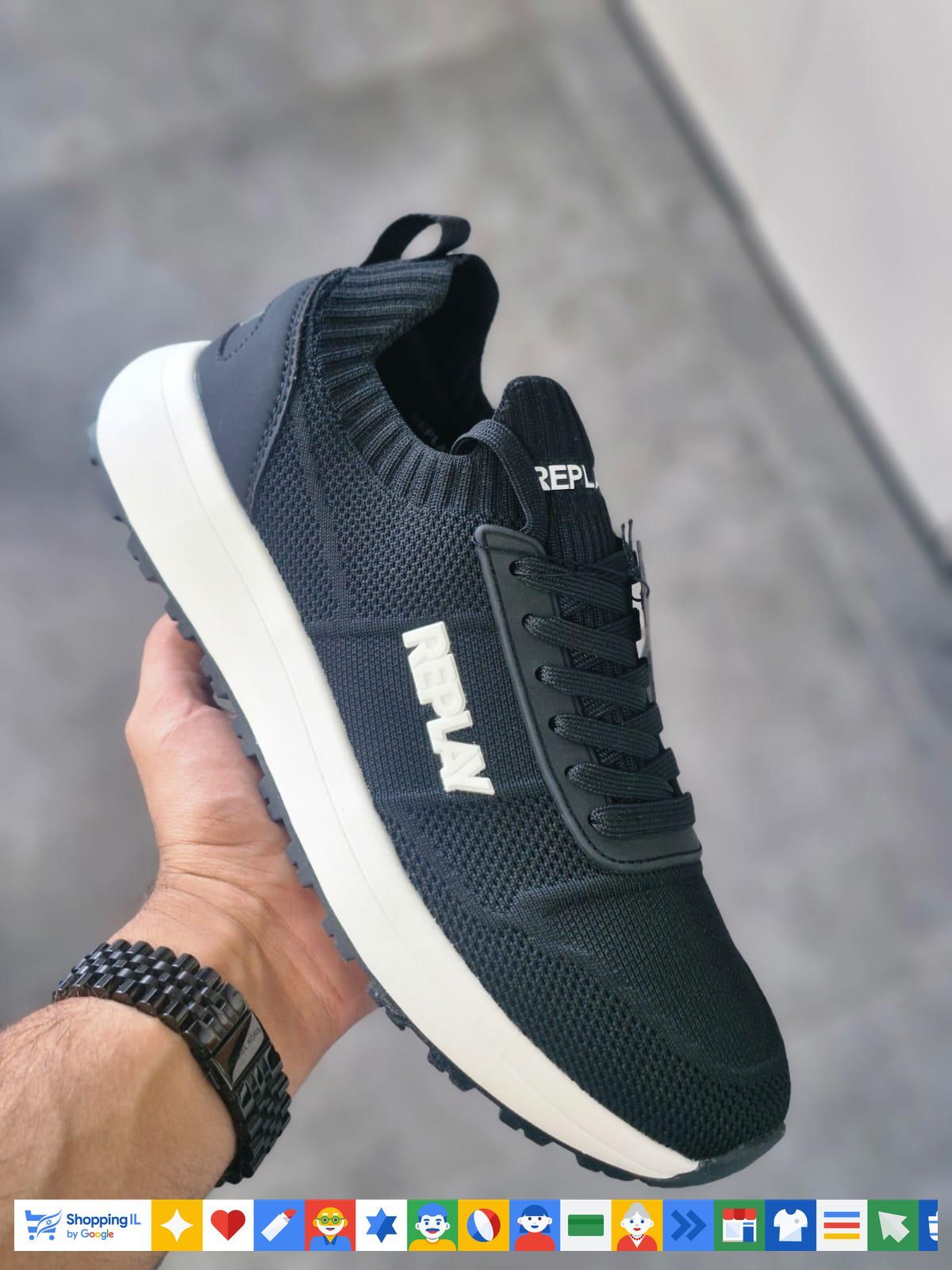 נעלי סניקרס Replay לגבר בצבע שחור/לבן RSD90001T_0141S | נעלי ריפליי אופנתיות | אופנת גברים יוקרתית | חנות מותגים B Brands