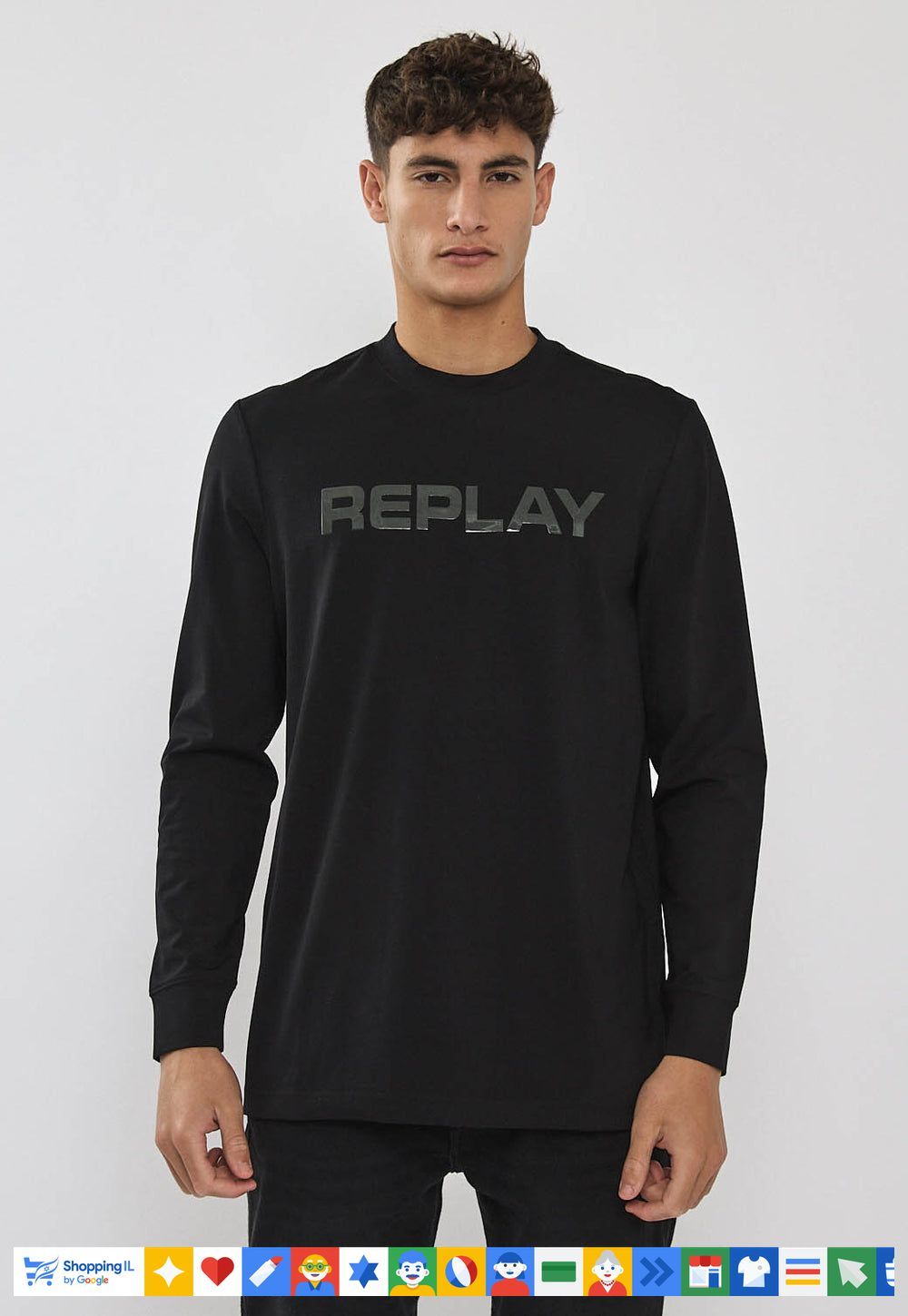 Replay tshirt טישרט ריפליי שרוול ארוך בצבע שחור לגבר