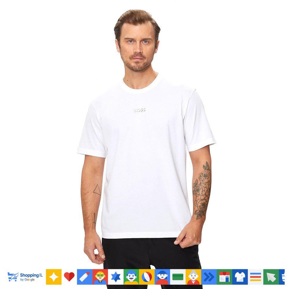 חולצת טי-שירט Hugo Boss T-shirt לגבר בצבע לבן אוברסייז 50519368 | חולצת בוס בד רך | אופנת גברים יוקרתית | חנות מותגים B Brands