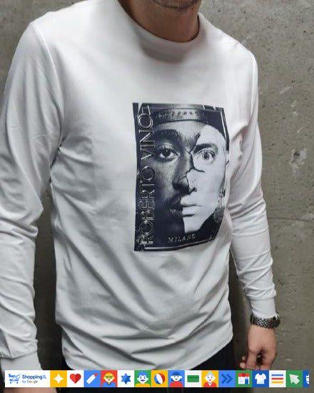 חולצת טי-שירט Roberto Vino 2Pac Edition לגבר בצבע לבן/אפור | מהדורה מוגבלת | אופנת רוברטו וינו | חנות מותגים B Brands