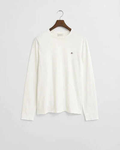Gant tshirt גאנט חולצת טישרט שרוול ארוך בצבע לבן