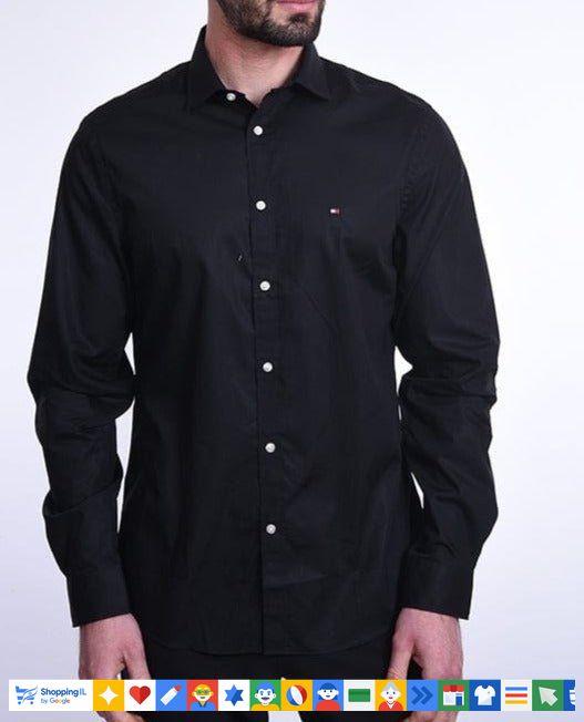 Tommy Hilfiger Slim Fit Shirt מכופתרת טומי הילפיגר צבע שחור - www.bbrands.co.il Tommy Hilfiger Slim Fit Shirt מכופתרת טומי הילפיגר צבע שחור