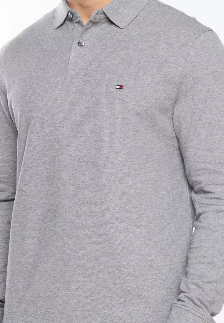 Tommy Hilfiger tshirt טומי הילפיגר חולצת פולו שרוול ארוך בצבע אפור - www.bbrands.co.il Tommy Hilfiger tshirt טומי הילפיגר חולצת פולו שרוול ארוך בצבע אפור